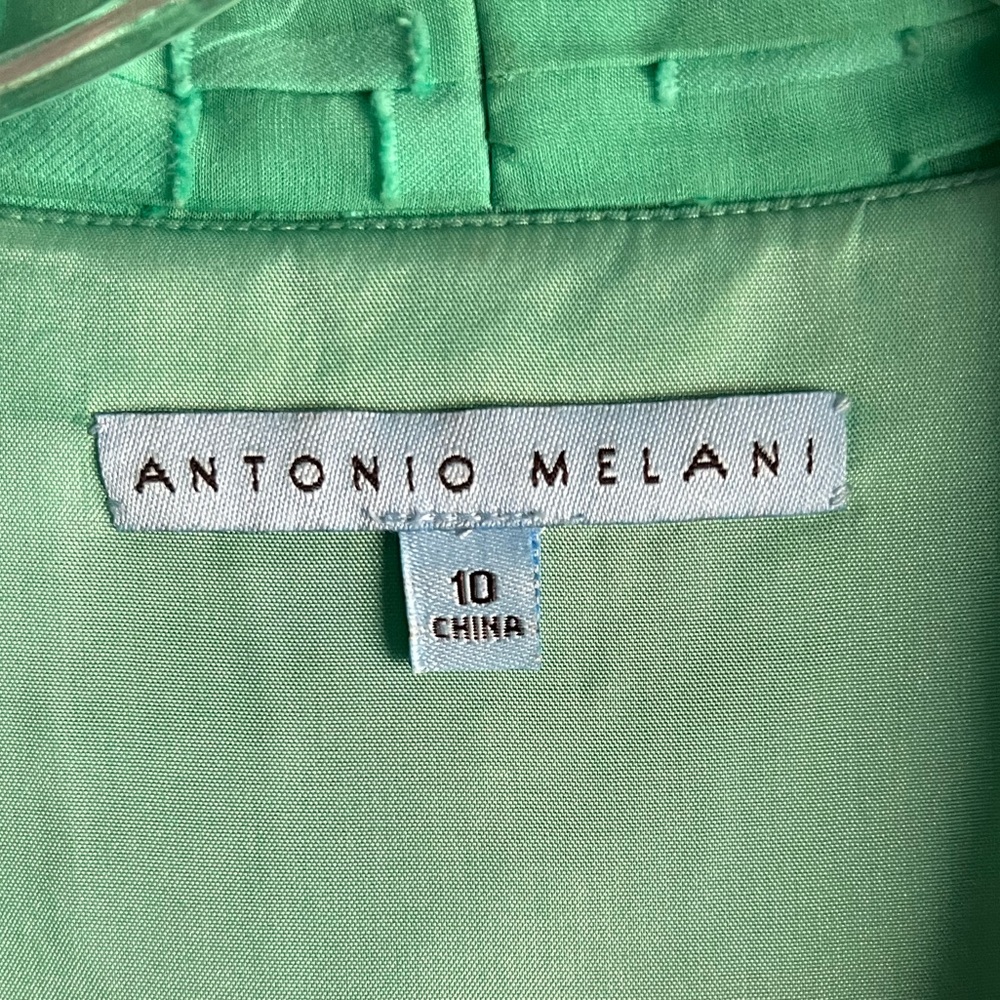 ANTONIO MELANI Green Sleeveless Ruffle Dress women’s size 10 - Picture 3 of 5